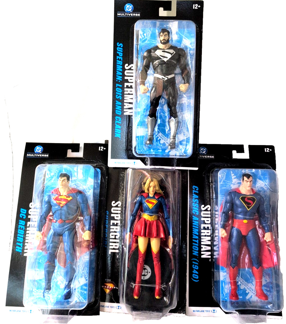 McFarlane DC Multiverse Superman DC Rebirth Supergirl 7" Action Figures Lot of 4